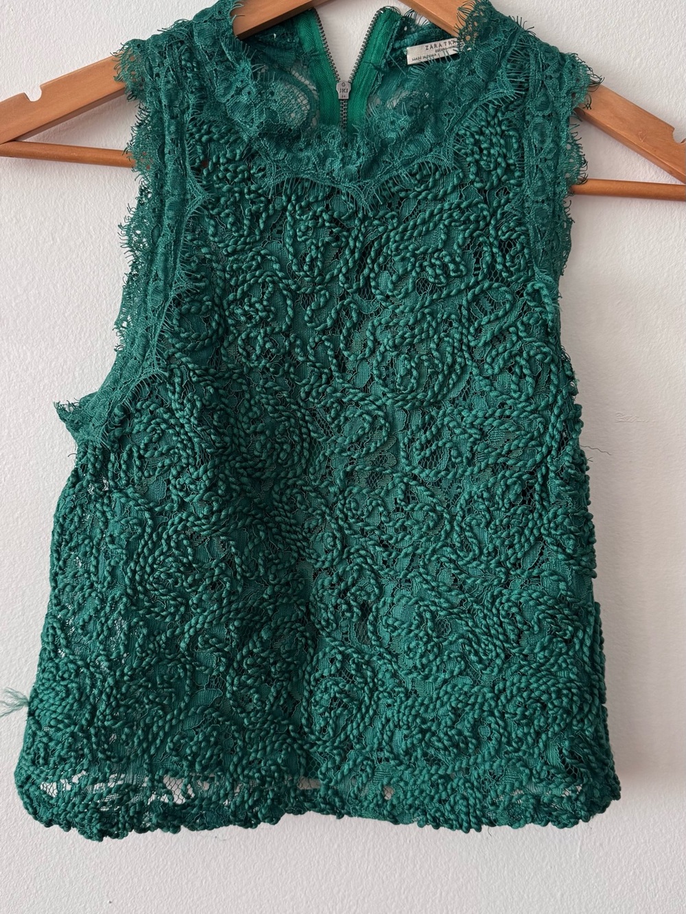 Zara Teal Lace Sleeveless Camisole